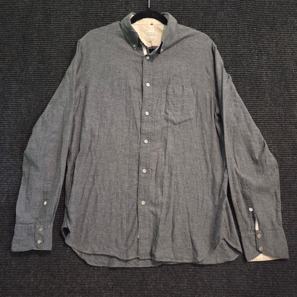 Rag & Bone Standard Issue Shirt Mens XL Grey Cotton Button Down Long Sleeve